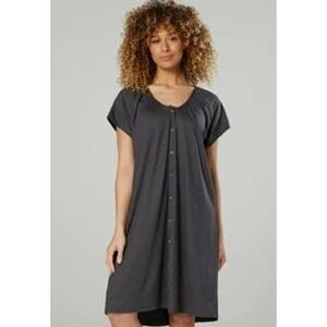 Seraphine Women's Birthing Labor Gray Button‎ Front Maternity Dress- Size L